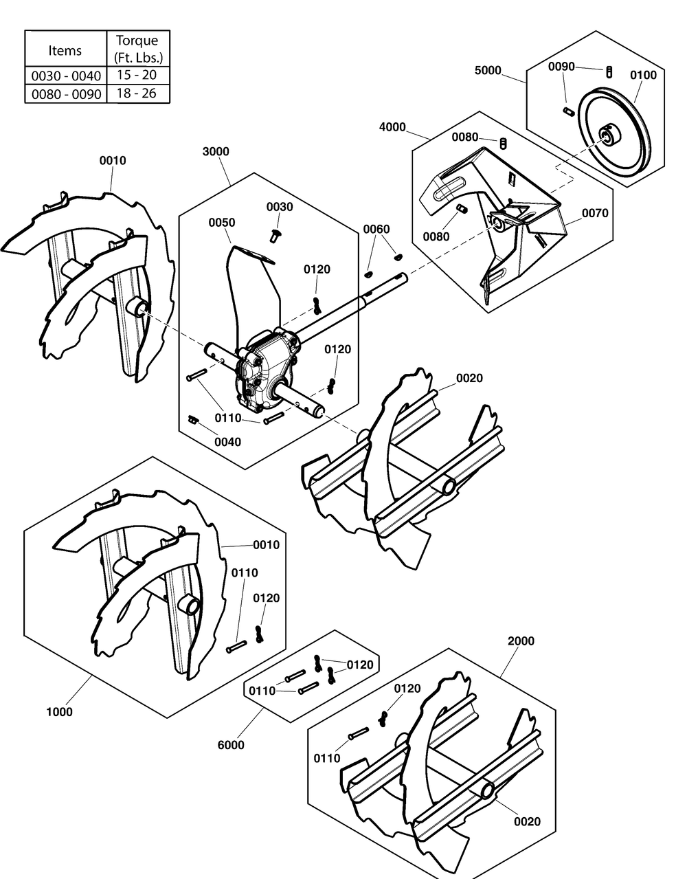 Auger Drive Group Diagram and Parts List for 1696951-00-H1728E  Briggs and Stratton Snow Blower